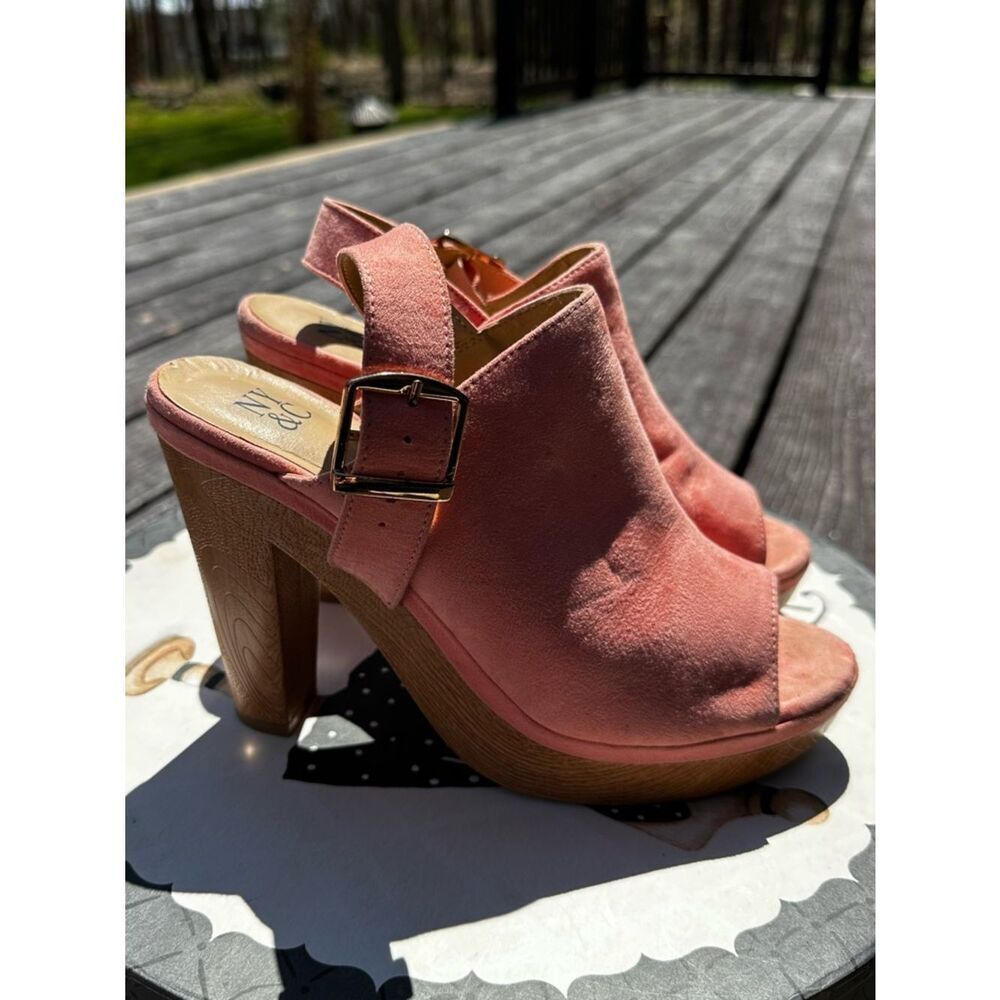 New York & Company “Libbys”Dusty Pink Suede Peep-Toe Slingback Heels